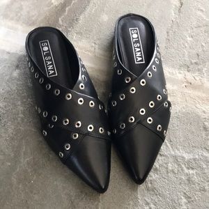 Sol Sana Black Eyelet Cross Flat, size 39